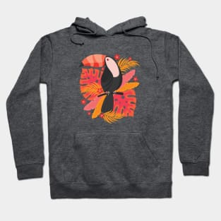 Toucan with Tropical Leaves and Flowers Hoodie